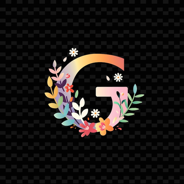 PSD g com letra de design de logotipo pastel com g em forma de natureza coleções de vetores abstratos