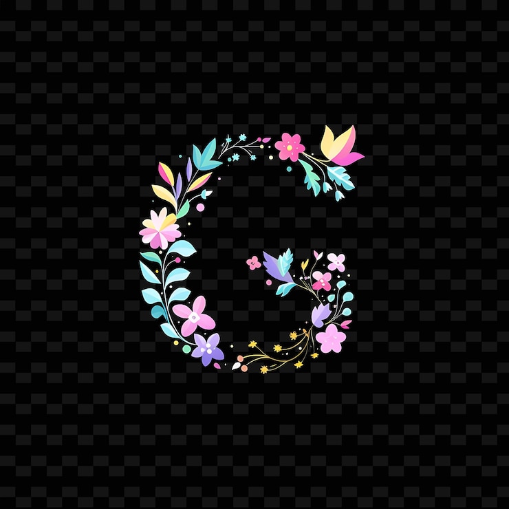 PSD g com letra de design de logotipo pastel com g em forma de natureza coleções de vetores abstratos