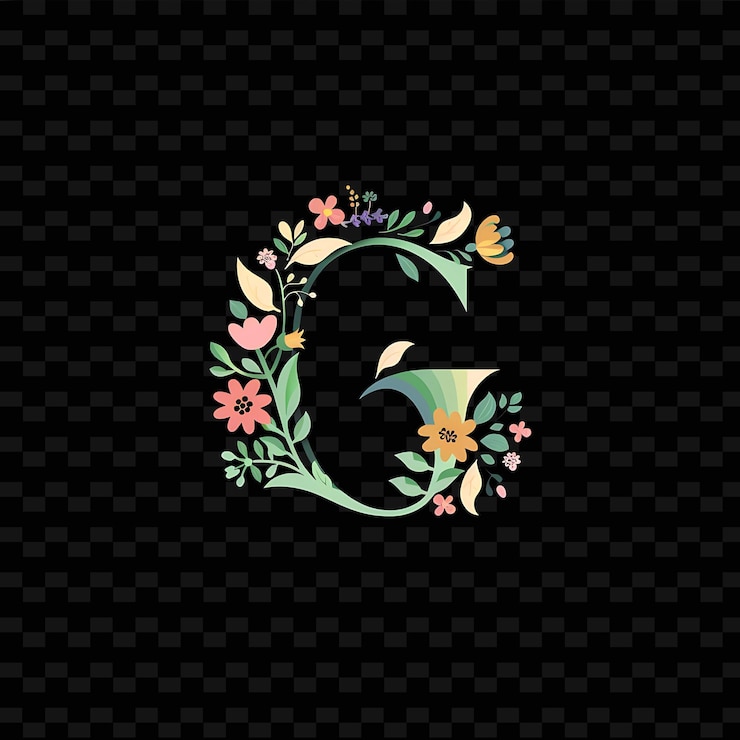 PSD g com letra de design de logotipo pastel com g em forma de natureza coleções de vetores abstratos
