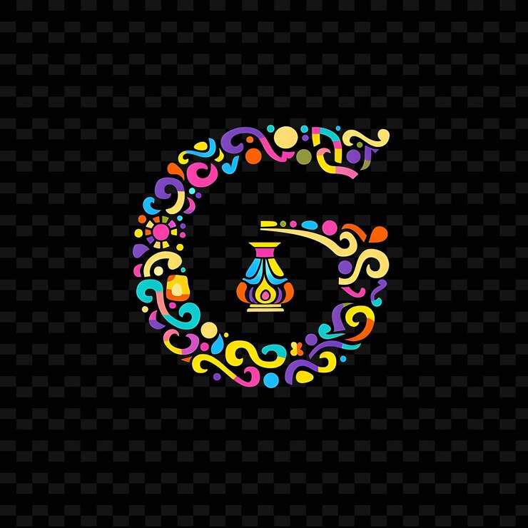 PSD g com letra pop art logo design estilo com g em forma de natureza colecções de vetores abstratos