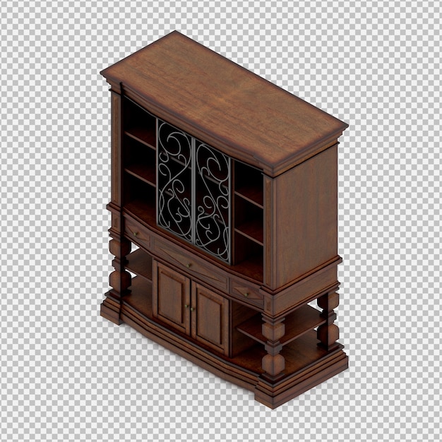 Gabinete isométrico render 3d