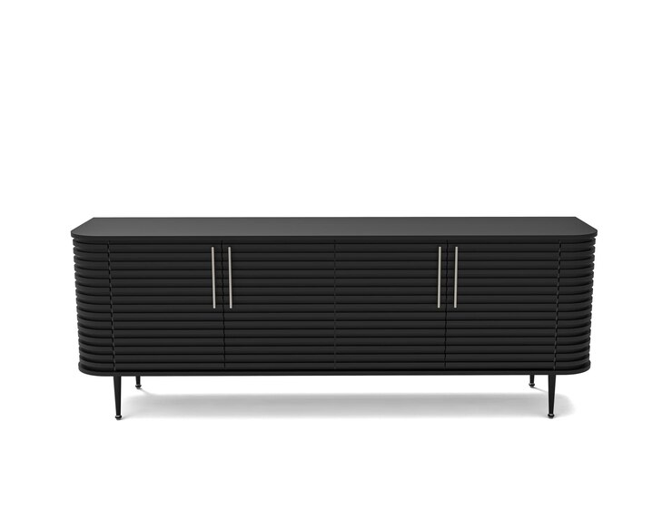 PSD gabinete de madera moderno negro de lujo aislado en la colección de muebles blancos