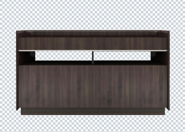 PSD gabinete marrón moderno de madera contrachapada. transparente