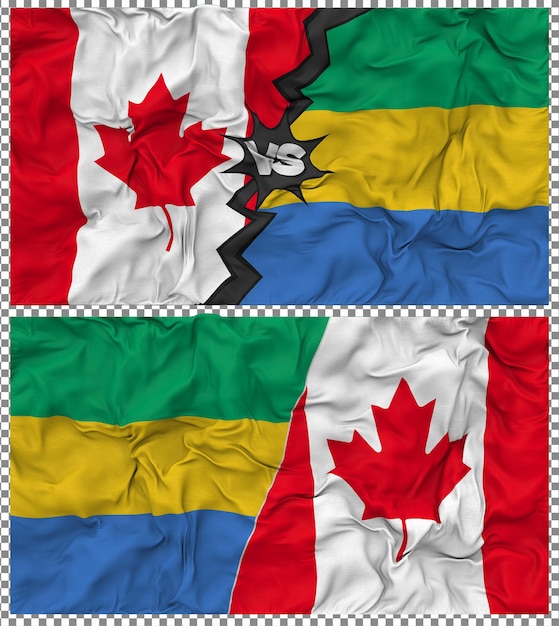 Gabón contra Canadá Media bandera combinada con textura 3D de la tela