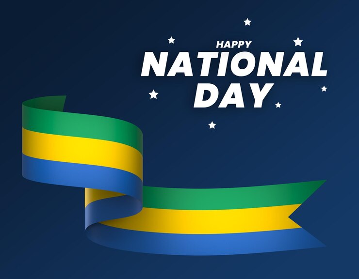 PSD gabon flag element design national independence day banner ribbon psd