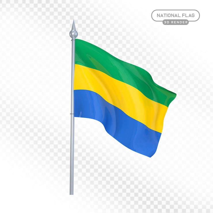 PSD gabon national flag 3d render