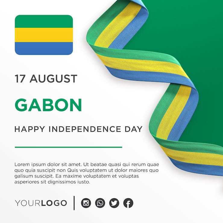 PSD gabon national independence day celebration banner national anniversary social media post template