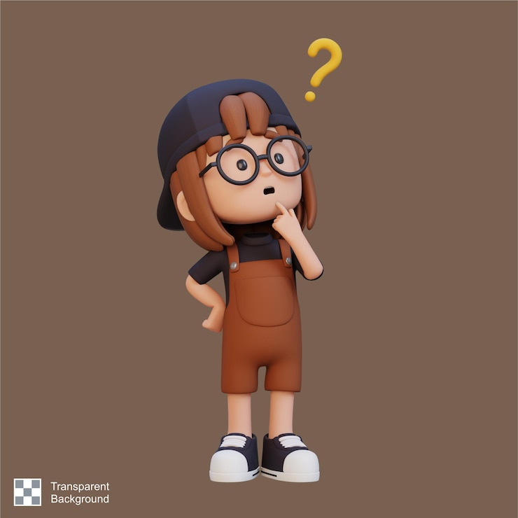 PSD gadis lucu 3d berpikir tanpa petunjuk