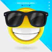 PSD gafas 3d emoji con una sonrisa muy feliz