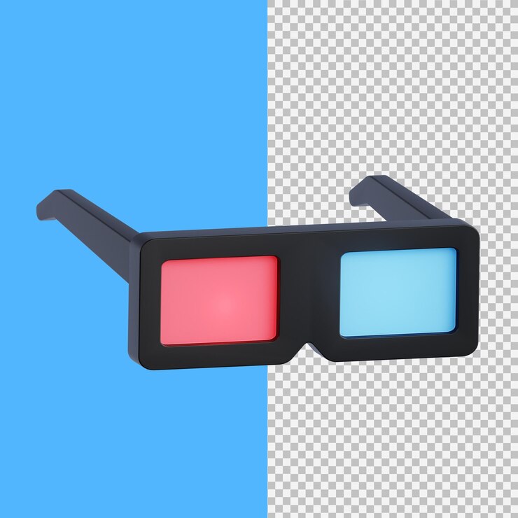 PSD gafas 3d en renderización 3d para la presentación web de activos gráficos u otros