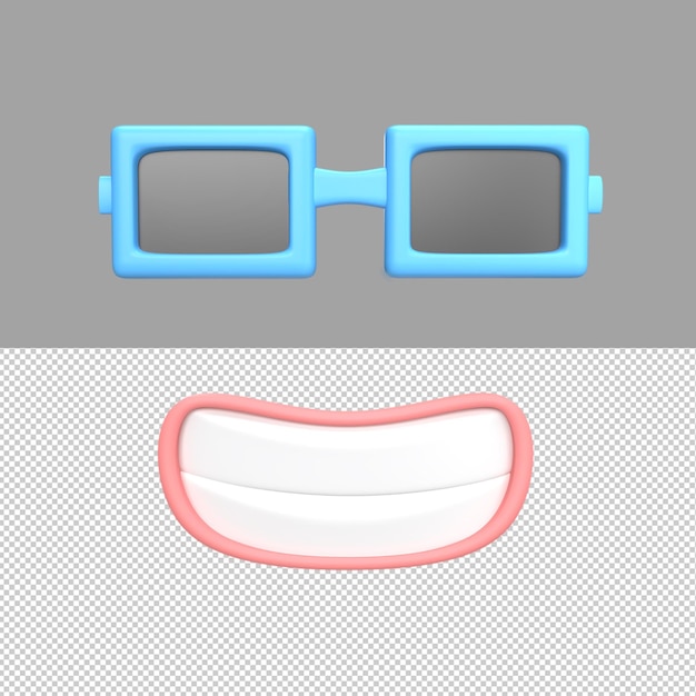 Gafas y boca 3d ilustración renderizar objeto