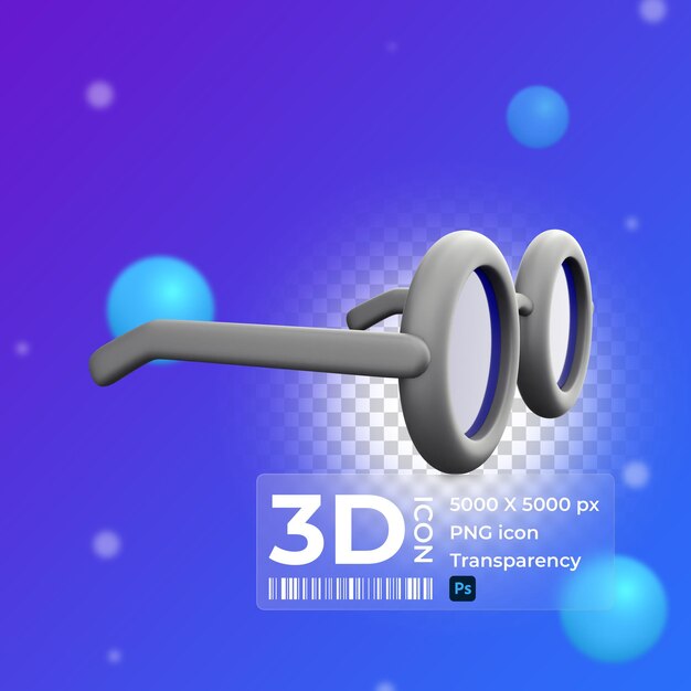 Gafas de elemento de diseño de anteojos de nerd negro aisladas sobre fondo blanco icono de gafas de renderizado 3d