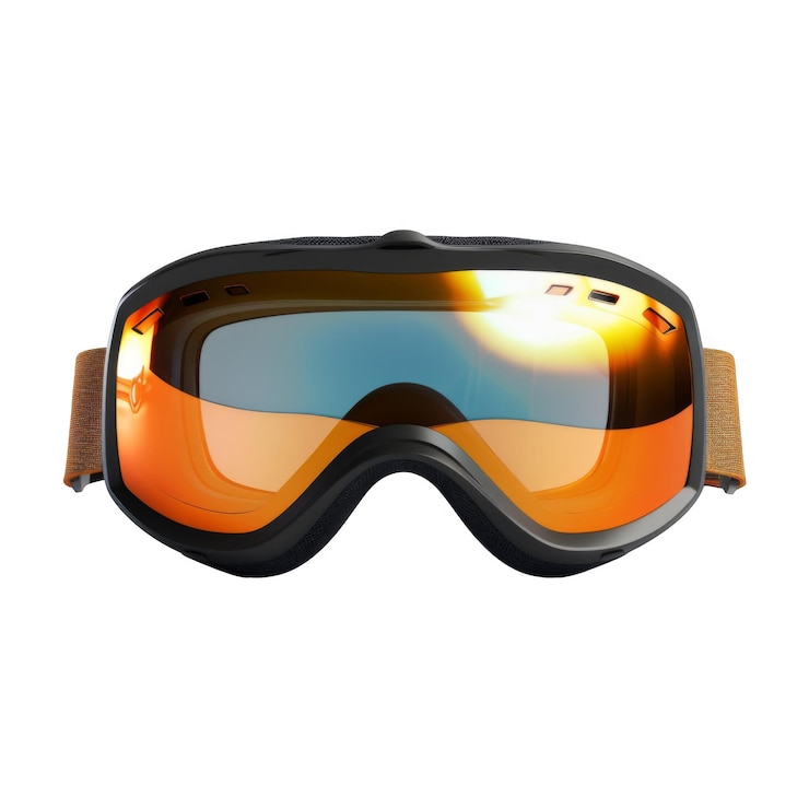 PSD gafas de esquí negras con lentes de espejo naranja