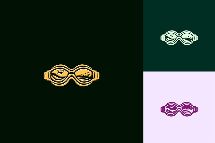 PSD gafas de natación png con un logotipo elegante con una onda estilizada o contorno de arte diseños creativos