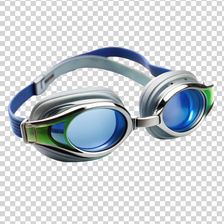 PSD gafas de protección azules con una lente azul sobre un fondo transparente