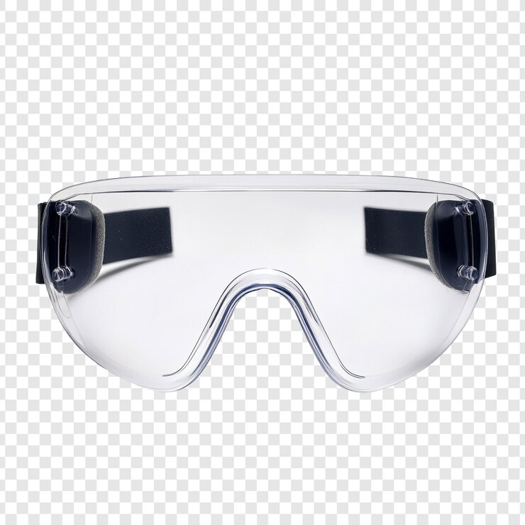 PSD gafas de protección con lente transparente y correa negra