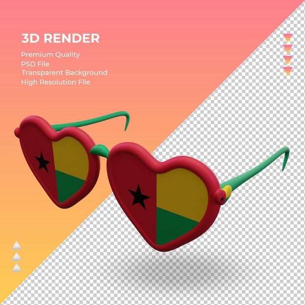 Las gafas de sol 3d aman la vista derecha de representación de la bandera de Guinea
