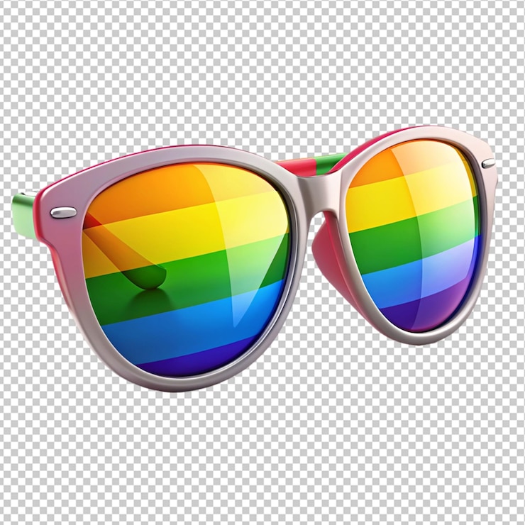 PSD gafas de sol 3d arco iris mes del orgullo lgbt en un fondo transparente