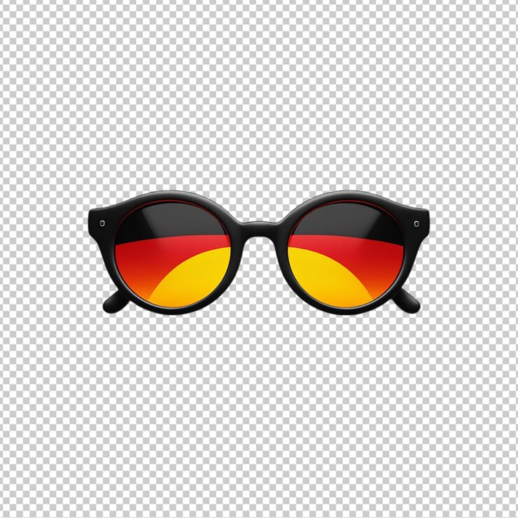 PSD gafas de sol de bandera alemana con fondo transparente aislado