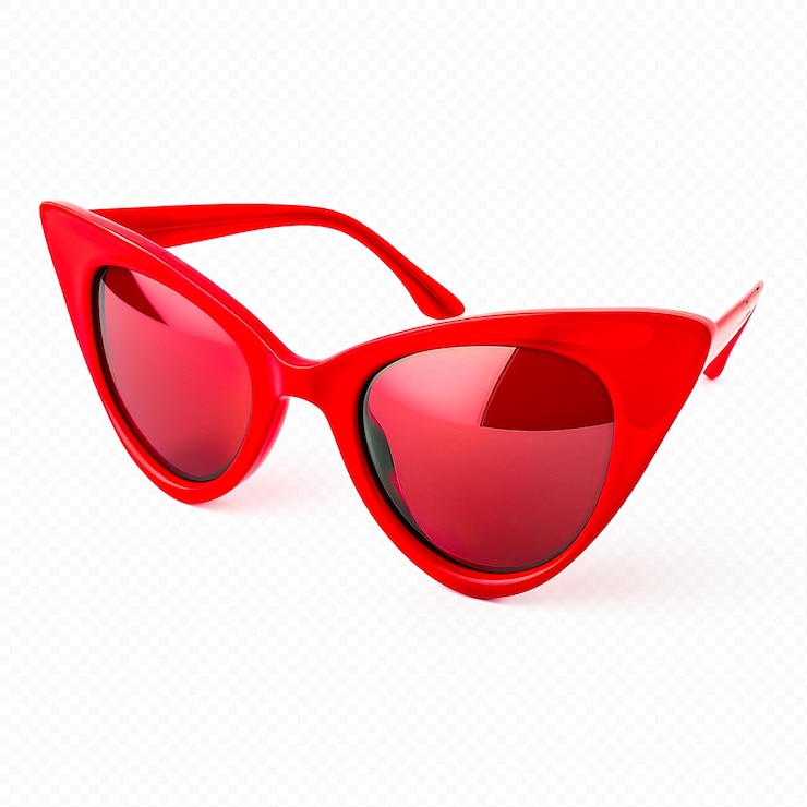 PSD gafas de sol de color rojo rubí con un marco elegante para un aspecto elegante sobre un fondo transparente