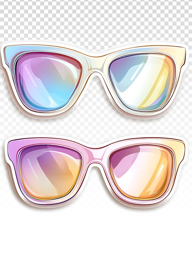 PSD gafas de sol de colores clipart sobre un fondo blanco