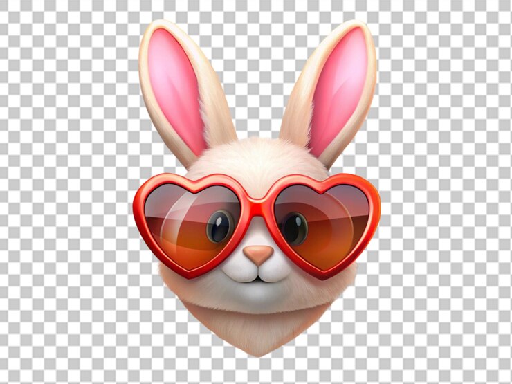 PSD gafas de sol en forma de corazón en un lindo día de san valentín conejo