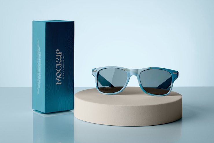 PSD gafas de sol con modelo de caja