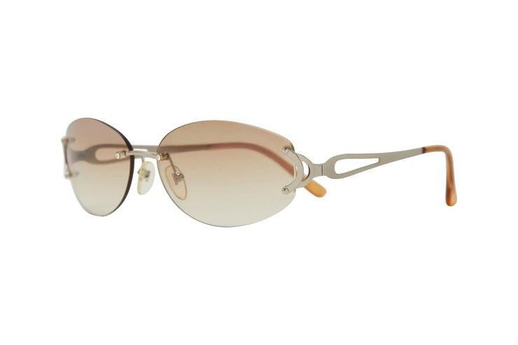 PSD gafas de sol ovaladas sin borde plateadas de vista delantera de moda