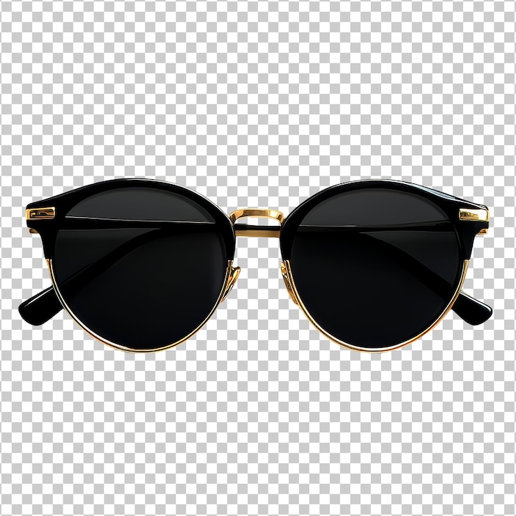 PSD gafas de sol redondas y elegantes con lentes negras