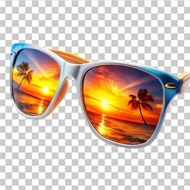 PSD gafas de sol con reflejo solar aislado sobre un fondo transparente