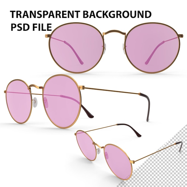 PSD gafas de sol rosadas png