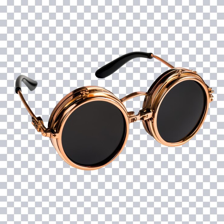 PSD gafas steampunk de cobre antiguas para los entusiastas de la moda en un fondo transparente