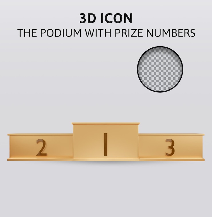 PSD gagnants du podium avec numéros de prix illustration de rendu 3d