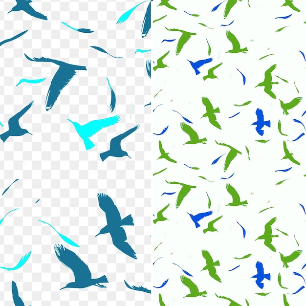 PSD gaivota com silhueta de penas espalhadas em um azulejos de padrão sem costura de espírito livre dia mundial do oceano