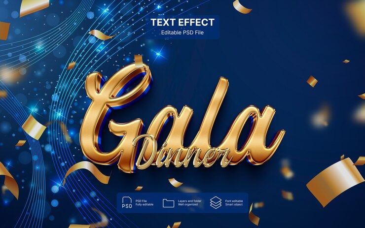 PSD gala dinner text effect