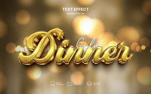 Gala-Text-Effekt für das Abendessen