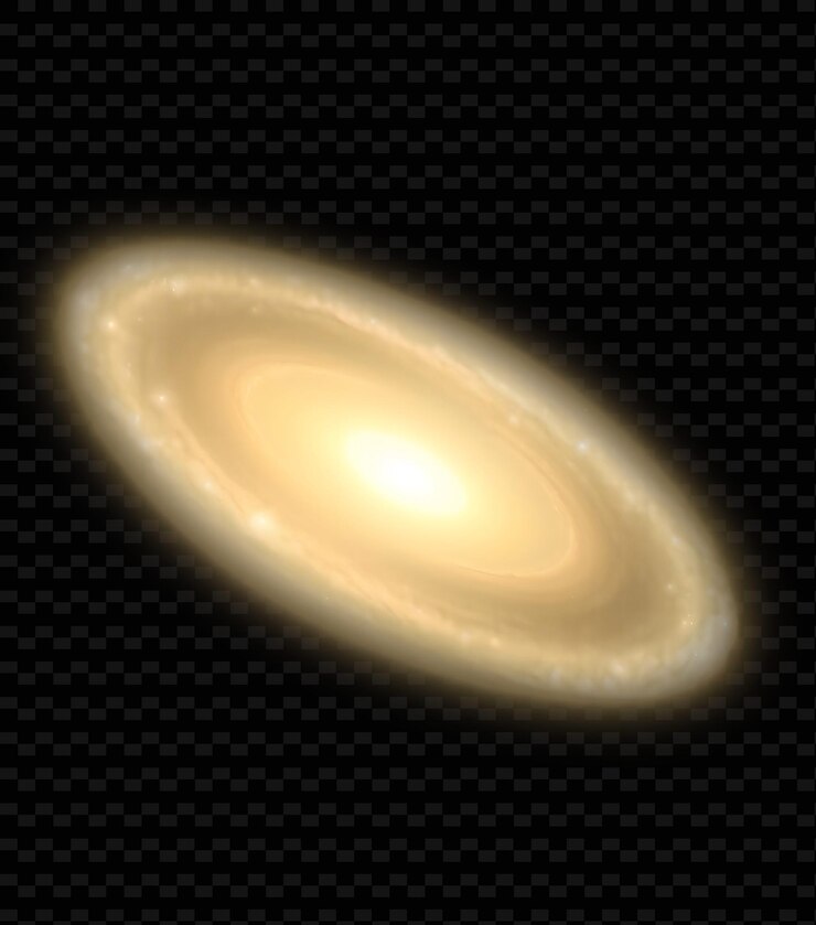 PSD galassia ellittica luccicante con giallo pallido e bianco dominata da un sfondo di neon png fea liscio