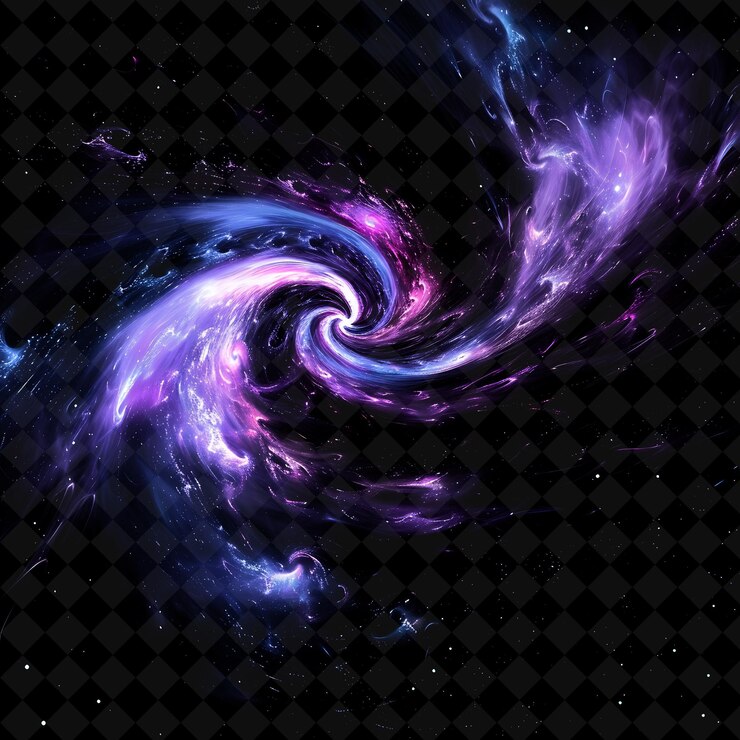 PSD una galaxia púrpura y azul se muestra sobre un fondo negro