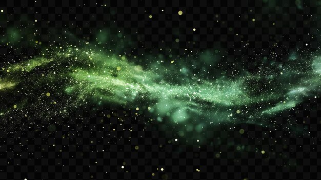 PSD une galaxie verte avec des étoiles et une galaxie sur un fond noir