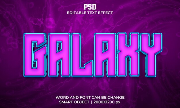 Galaxy 3d bearbeitbarer texteffekt premium psd mit hintergrund