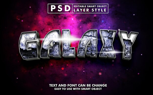 Galaxy 3d realistischer texteffekt premium psd