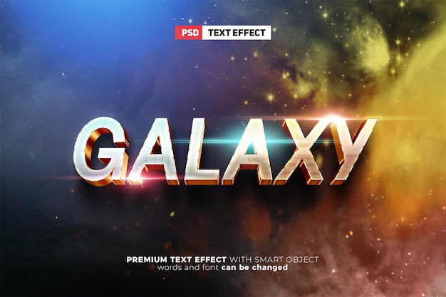 Galaxy-Filme filmische, fette, editierbare 3D-Texteffekt-Mockup-Vorlage