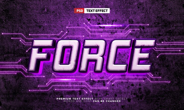 PSD galaxy force alien team esport glow estilo de efecto de texto editable en 3d