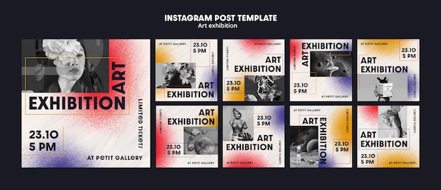 Galería de arte y colección de publicaciones de instagram de exposiciones.