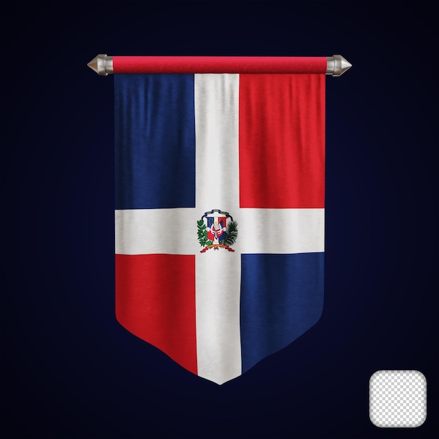 PSD galhardete bandeira da república dominicana ilustração 3d