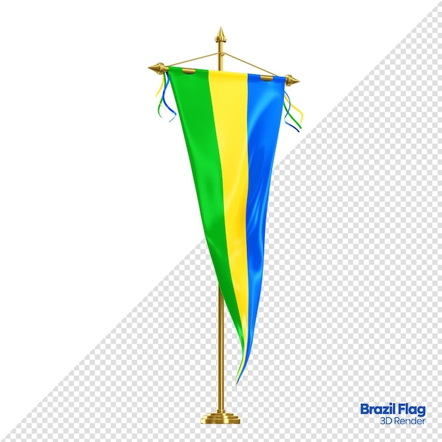 Galhardete de bandeira com renderização 3d de cores brasileiras