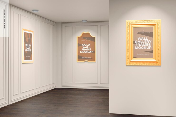 PSD galleria room mockup, prospettiva