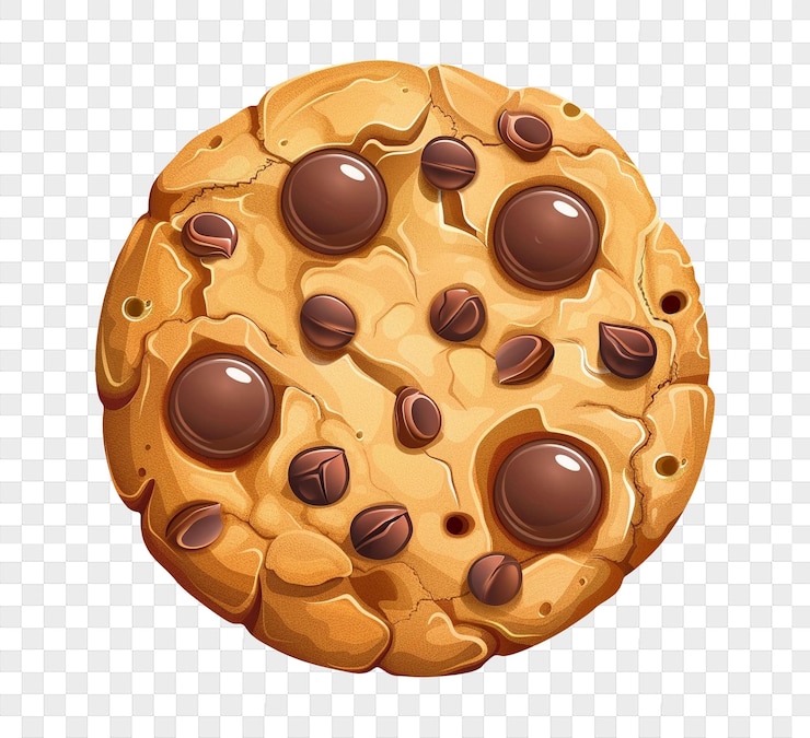 PSD una galleta con chips de chocolate y chips de chocolate en un fondo transparente