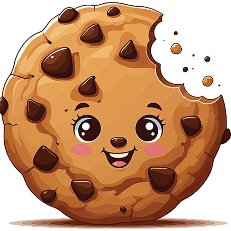PSD una galleta de chispas de chocolate con un lindo en un fondo transparente