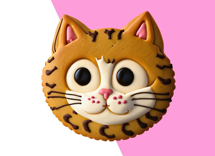 PSD galleta de gatito feliz
